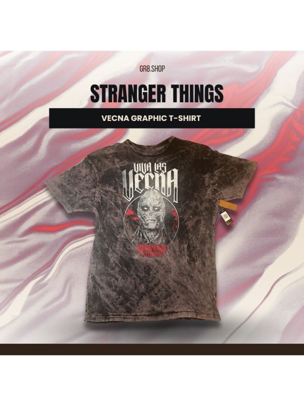 Stranger Things Viva Las Vecna Graphic T-Shirt L Netflix Official Merch 100% Cot